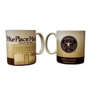 Starbucks Pike Place Market First Store Two Coffee Mugs 16 oz Collectors Series